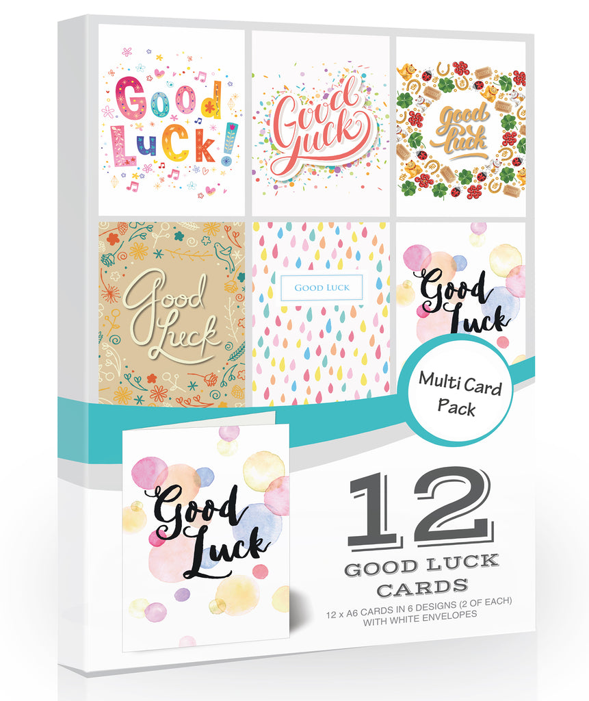 Good Luck Cards Value Pack - Set of 12 Cards with Envelopes