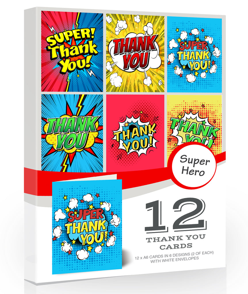 Superhero Thank You Cards - Eco Pack of 12