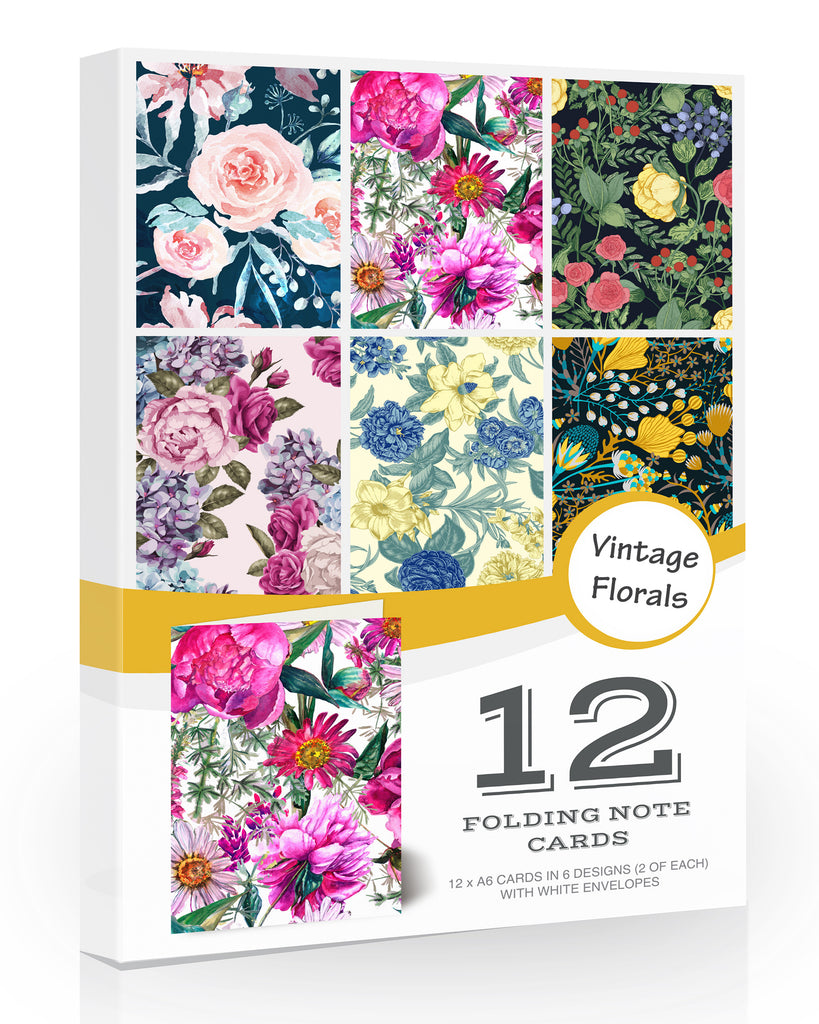 12 Vintage Floral Blank Note Cards Notelets Greeting Cards from Olivia Samuel