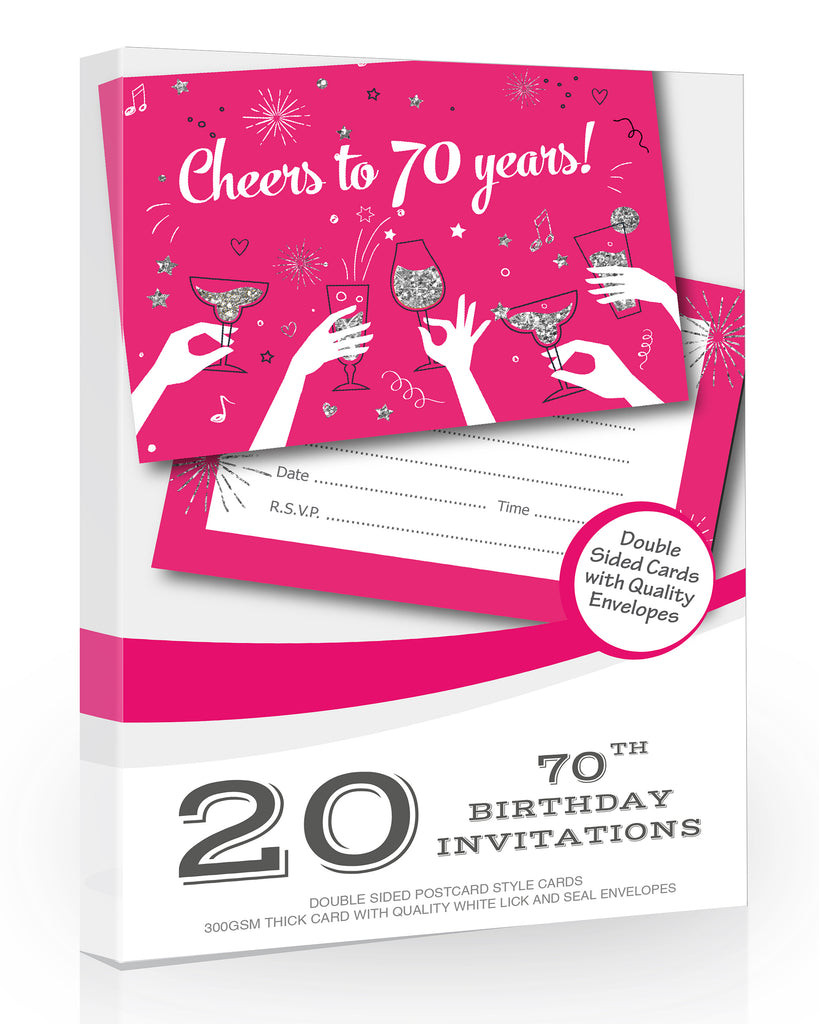 20 x Ladies 70th Birthday Party Invitations