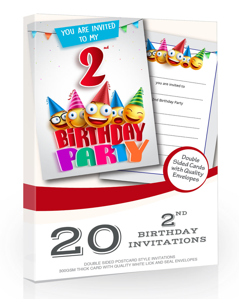 2nd Birthday Party Invitations Emoji Style Pack 20
