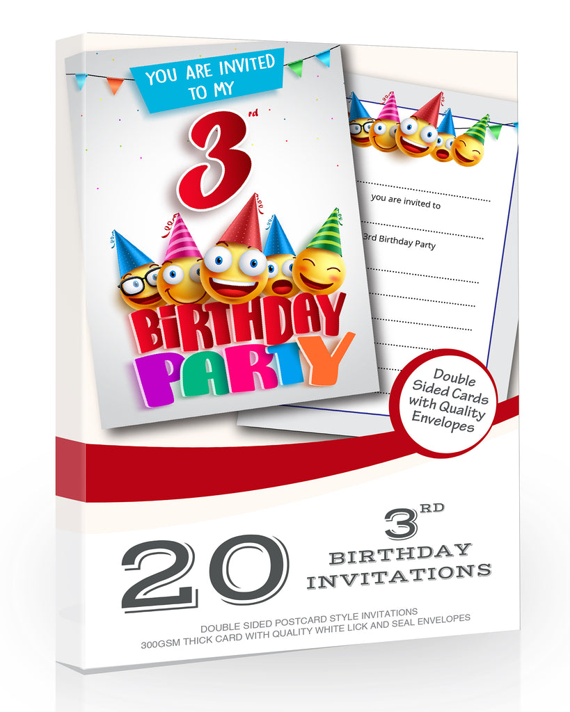 3rd Birthday Party Invitations Emoji Style Pack 20