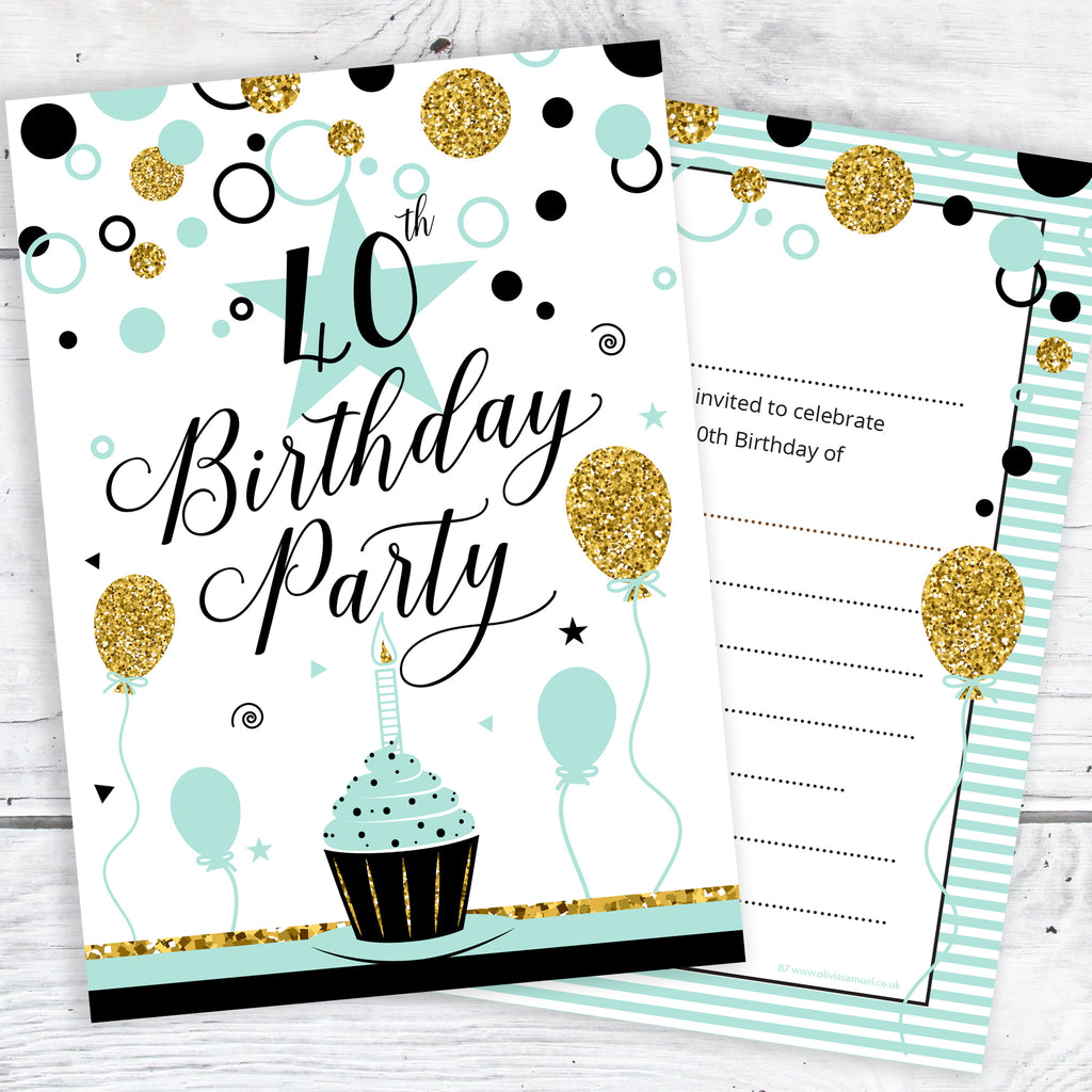40th birthday invitations ready to write