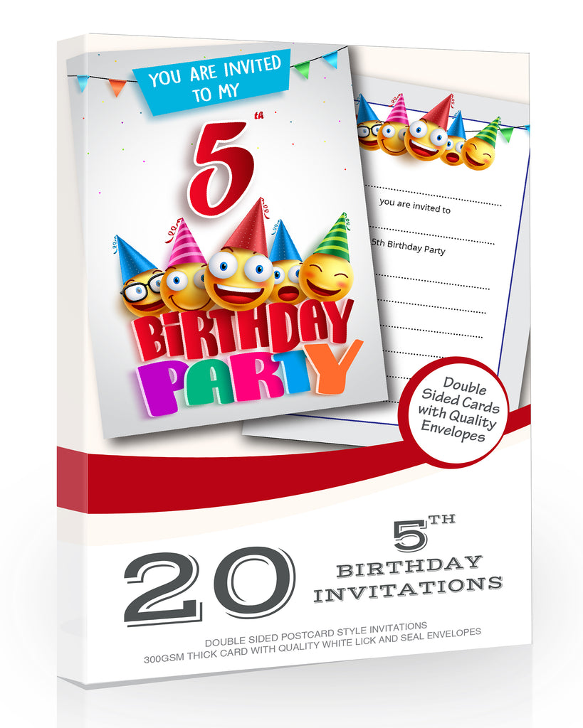 5th Birthday Party Invitations Emoji Style Pack 20