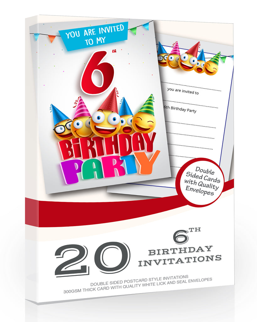 6th Birthday Party Invitations Emoji Style Pack 20