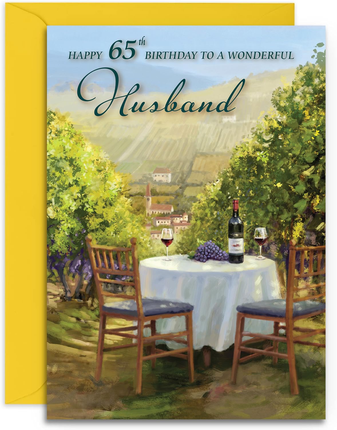 Biglietto Auguri 90° Compleanno Olivia Samuel - Sunshine And Wine - Formato A5 Lucido Con Busta