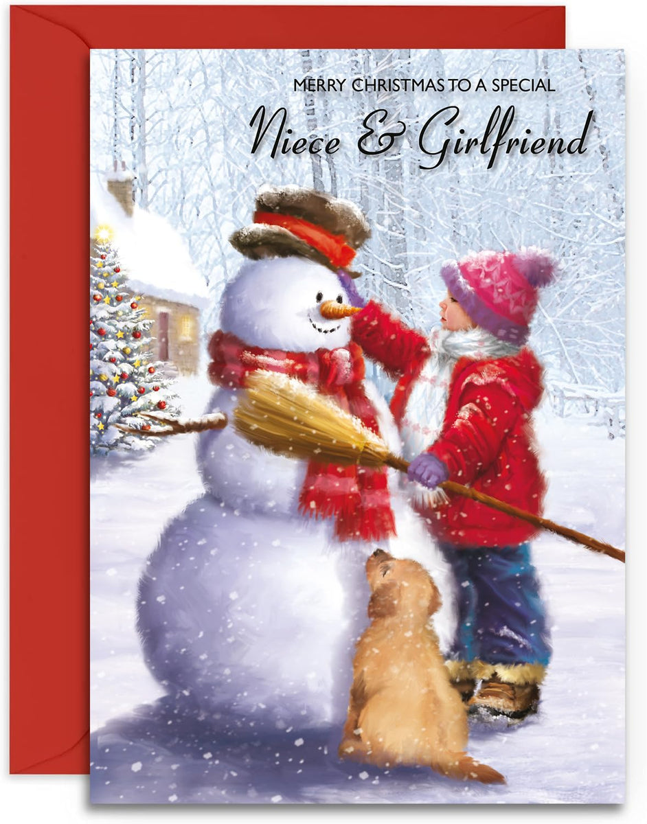 Biglietto Di Natale Olivia Samuel "Niece & Family" Con Orsacchiotto, Formato A5, Carta Lucida 300g/m² Con Busta