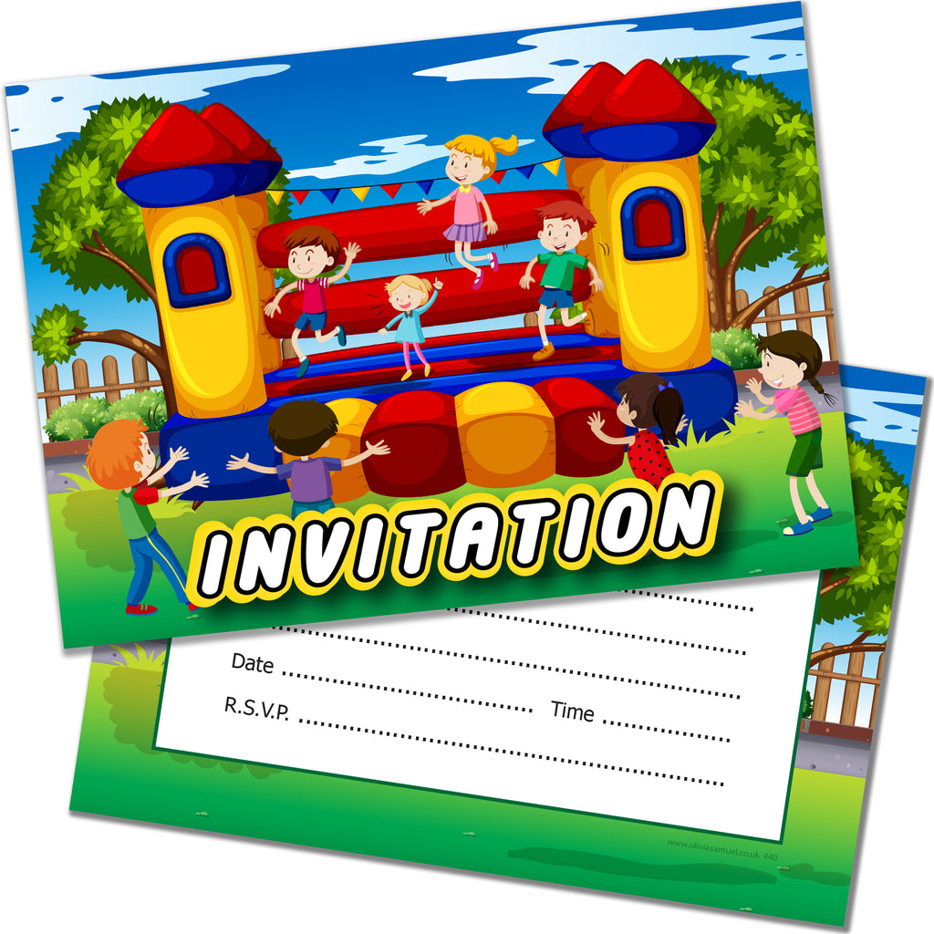 Bouncy Castle Birthday Invites Invitations with Envelopes Pack 20