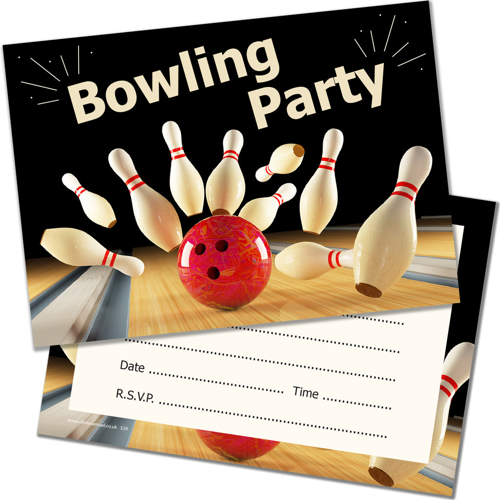 Bowling Party Invitations with Envelopes