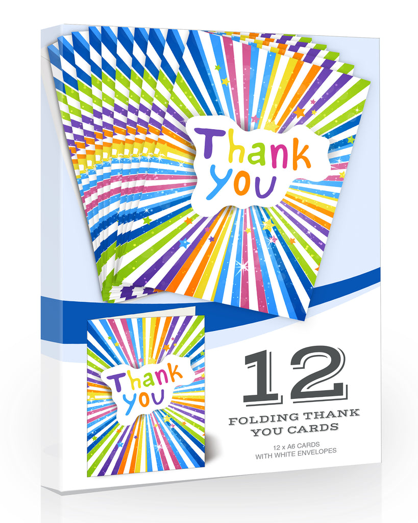 Olivia Samuel 12 x Thank You Cards - Bright and Bold Folding Style from Includes Envelopes
