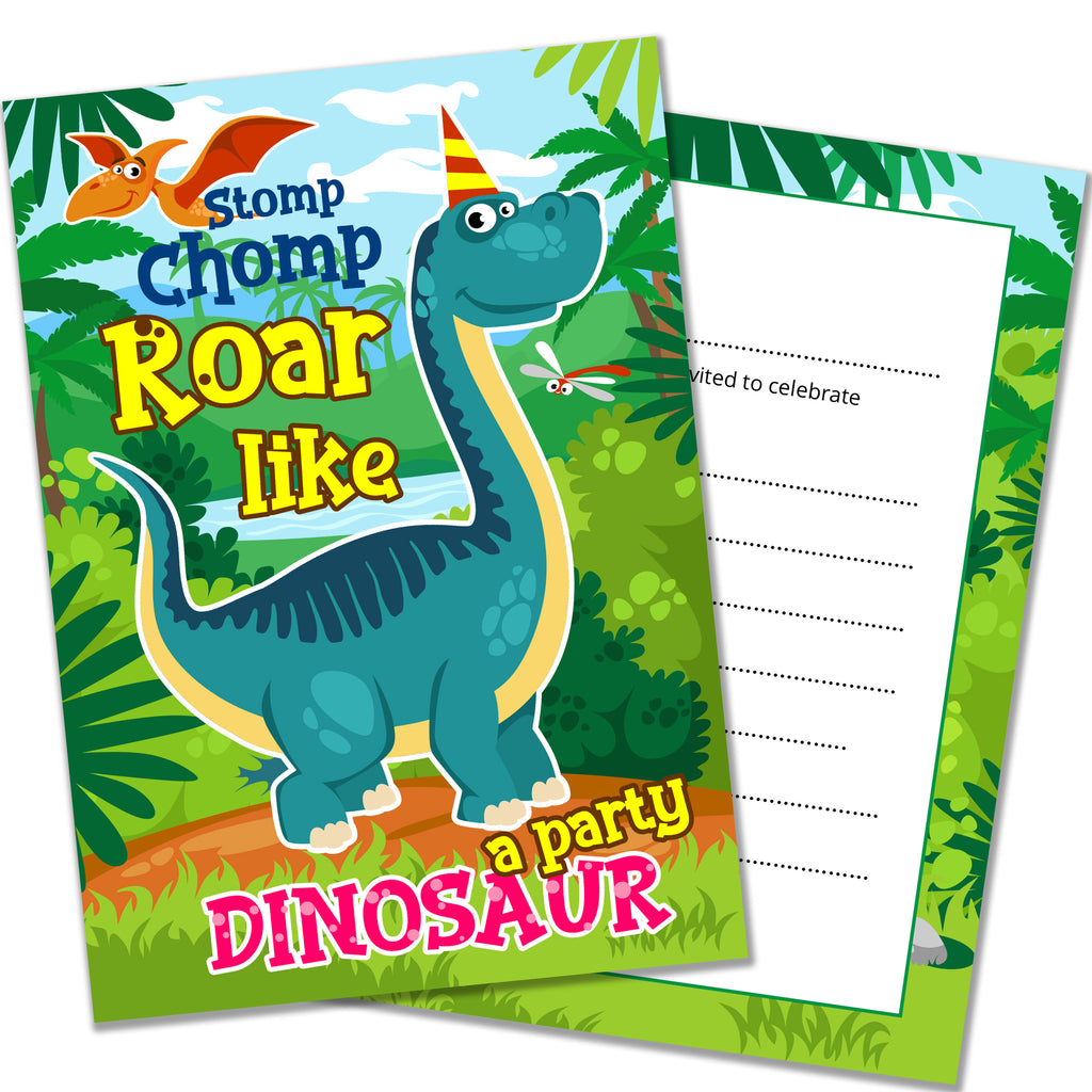 Dino Party Invitations for Kids Birthday Pack 20