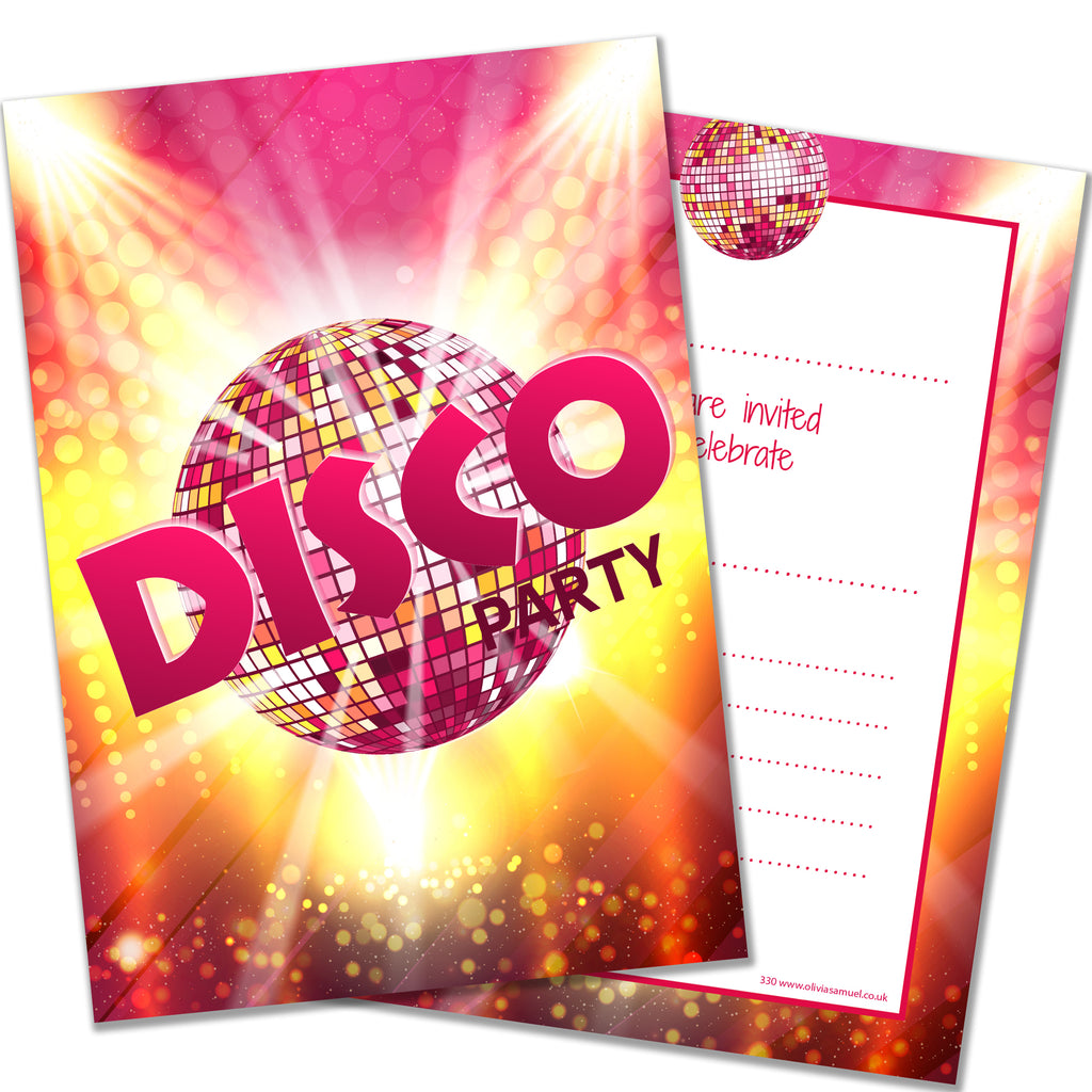Disco Party Invitations Kids Birthday Pack 20