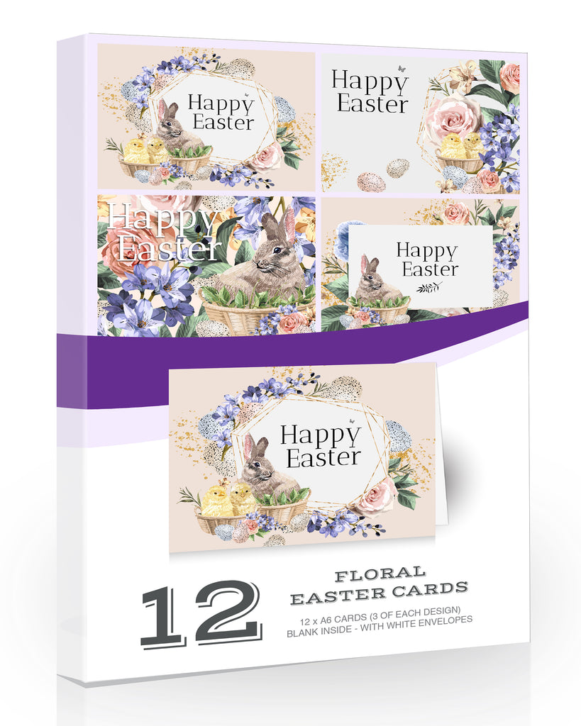 Floral Easter Greeting Cards Pack 12 by Olivia Samuel