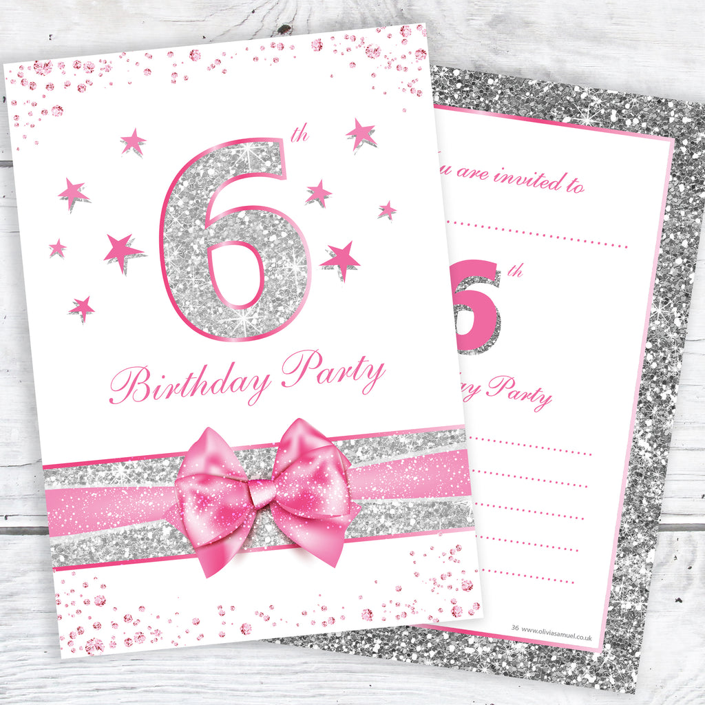 Girls 6th Birthday Party Invitations RTW0036