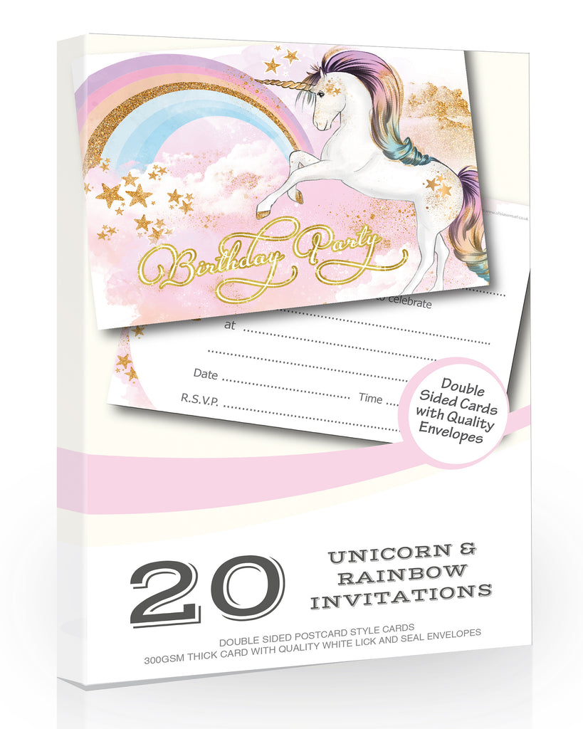 Girls Unicorn Birthday Party Invitations Pack 20