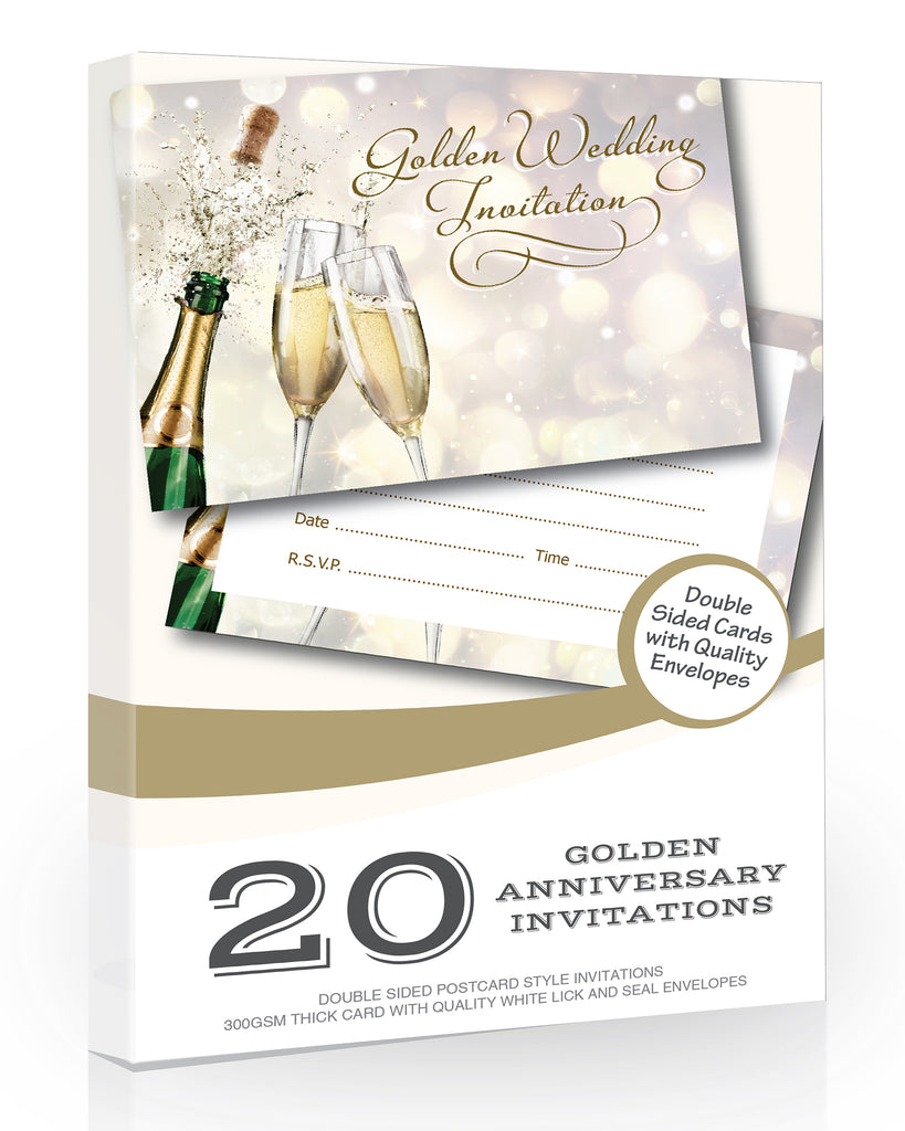 Golden Wedding Anniversary Invitations Pack 20