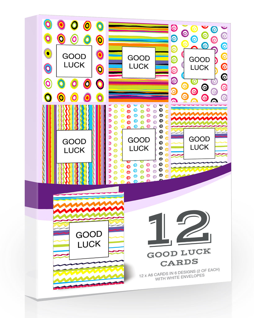 12 x Mixed Good Luck Cards Pack with Envelopes
