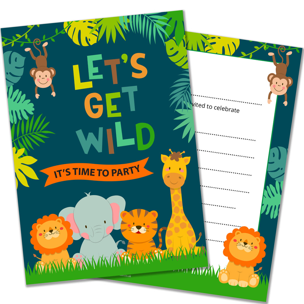 Kids Jungle Theme Party Invitations Pack 20