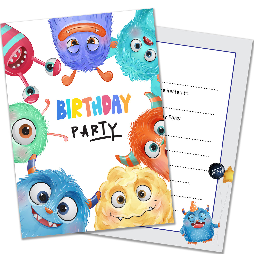Monster Kids Birthday Party Invites Pack 20
