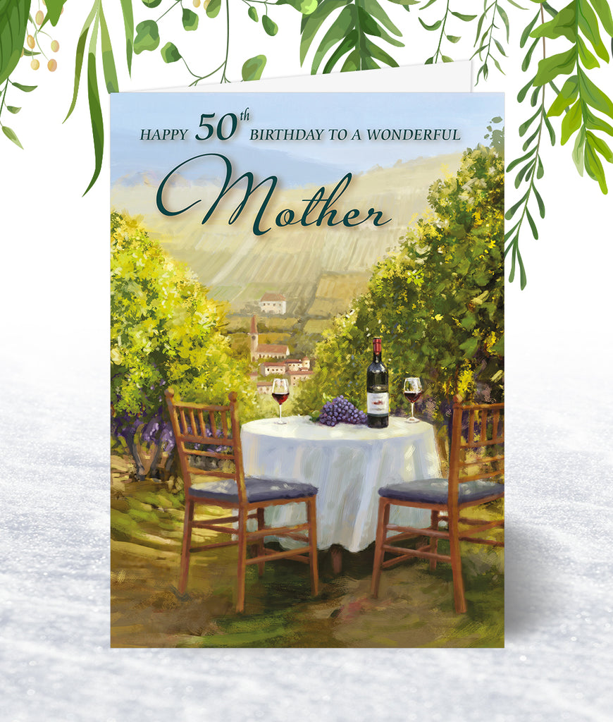 Mother 50th Birthday Card from Olivia Samuel - Sunshine and Wine - Image 3