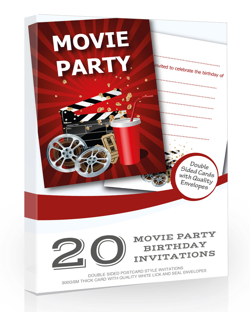 Movie Party Birthday Invitations Pack 20