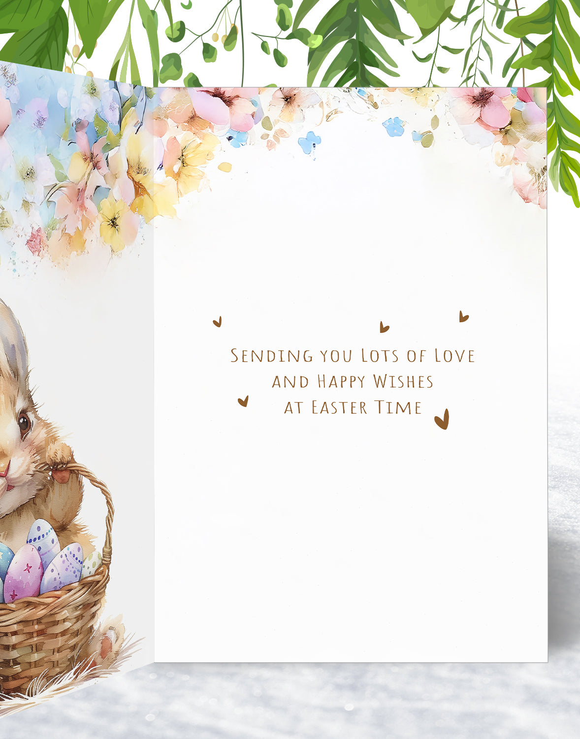 An Envelope Sam Nanna Easter Card - Bunny with Easter Eggs Design - A5 Size with Gold ...