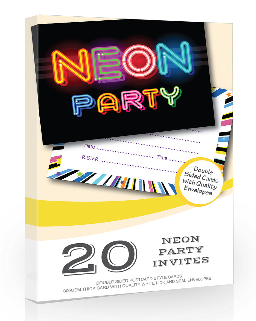 Neon Party Invitations Pack 20