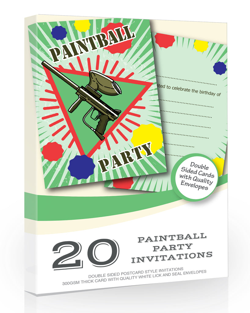 Paintball Birthday Party Invitations Pack-20