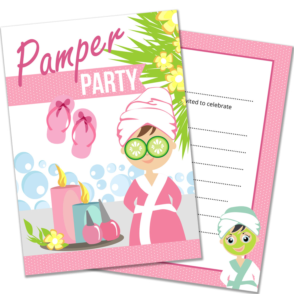 Pamper Party Spa Invitations with Envelopes