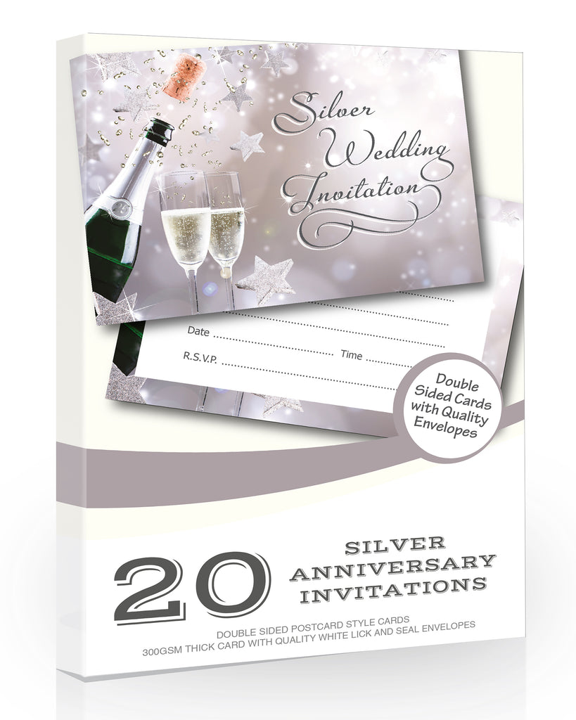 Silver Anniversary Wedding Invitations Pack 20