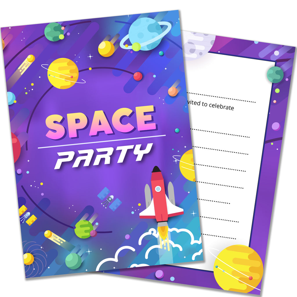 Space Party Birthday Invitations with Envelopes Pack 20